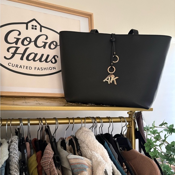 Anne Klein Black Tote with Gold Bag Charms - Picture 9 of 9